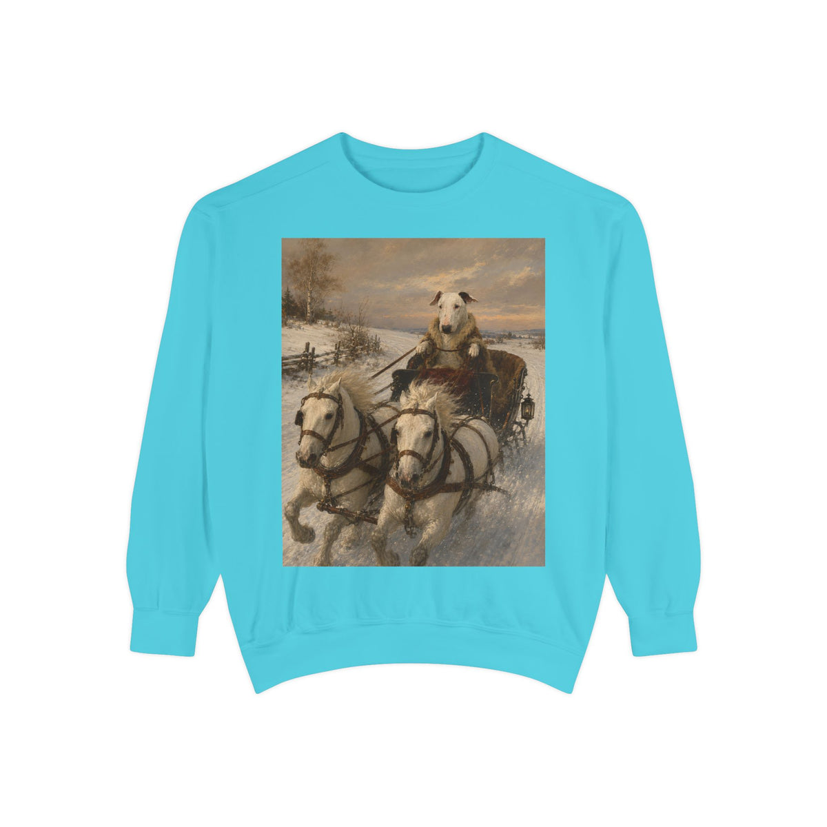 Bull Terrier Sleigh Ride — after Alfred Wierusz-Kowalski, c.1890 | Crewneck