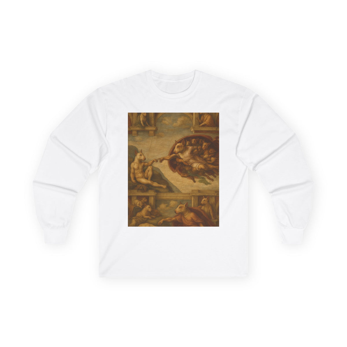 Bull Terrier The Creation Of Adam — after Michelangelo, 1512 | Long Sleeve