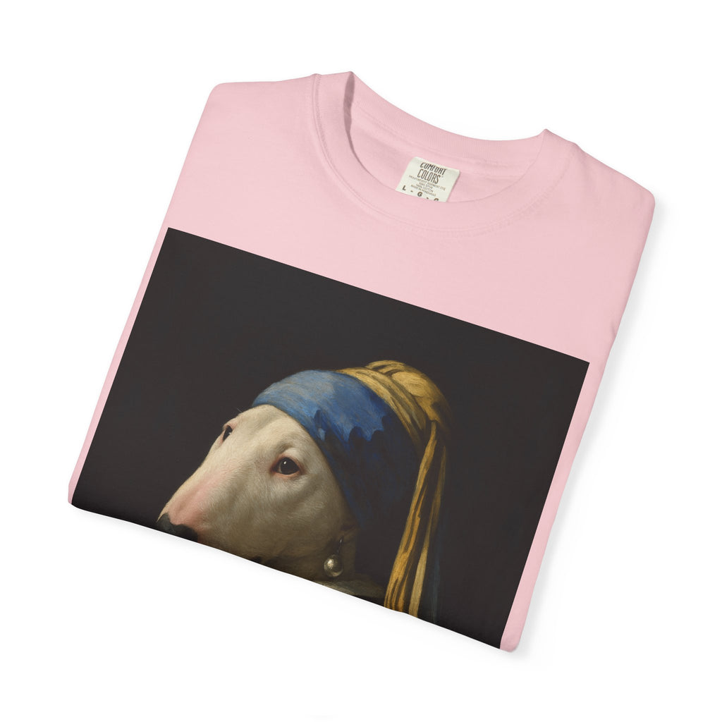 Bull Terrier Girl with a Pearl Earring — after Johannes Vermeer, c.1665 | Garment-Dyed Tee