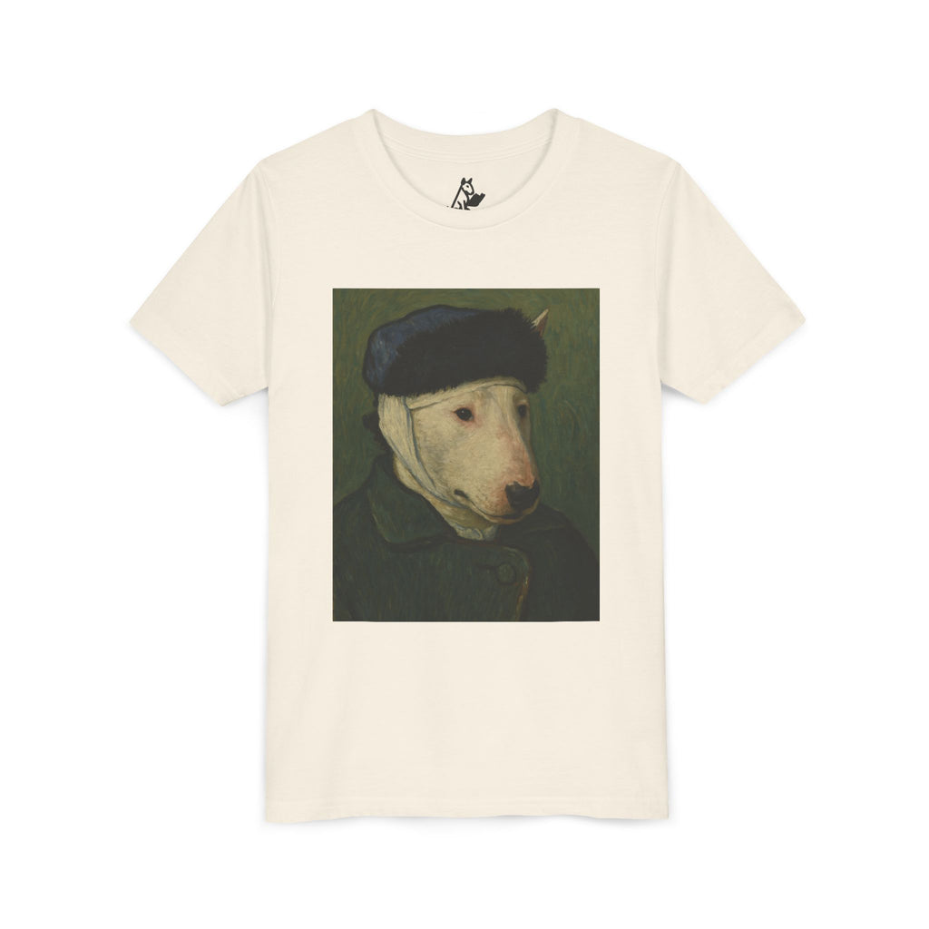 Bull Terrier Self-Portrait with Bandaged Ear — after Vincent van Gogh, 1889 | Youth Tee