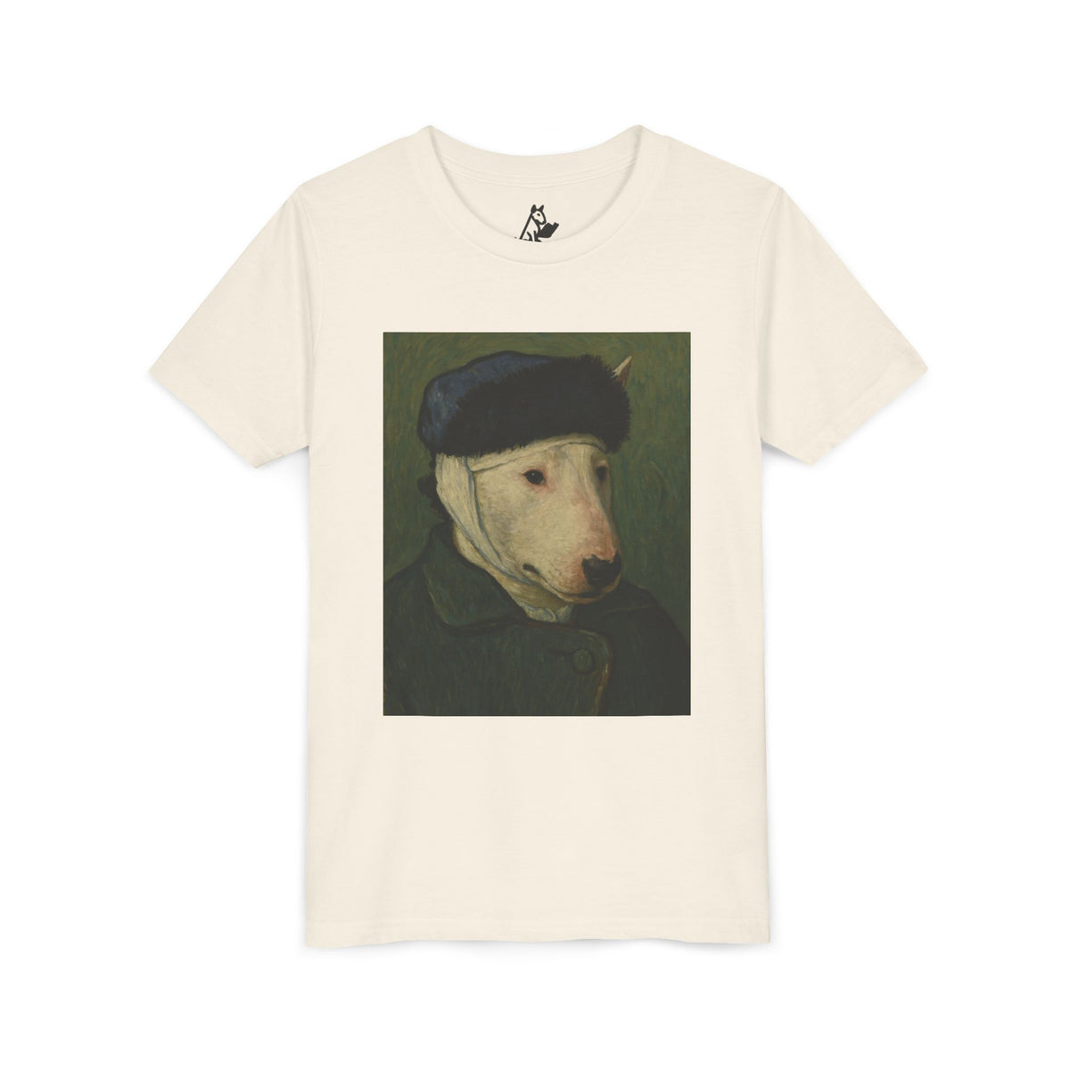 Bull Terrier Self-Portrait with Bandaged Ear — after Vincent van Gogh, 1889 | Youth Tee
