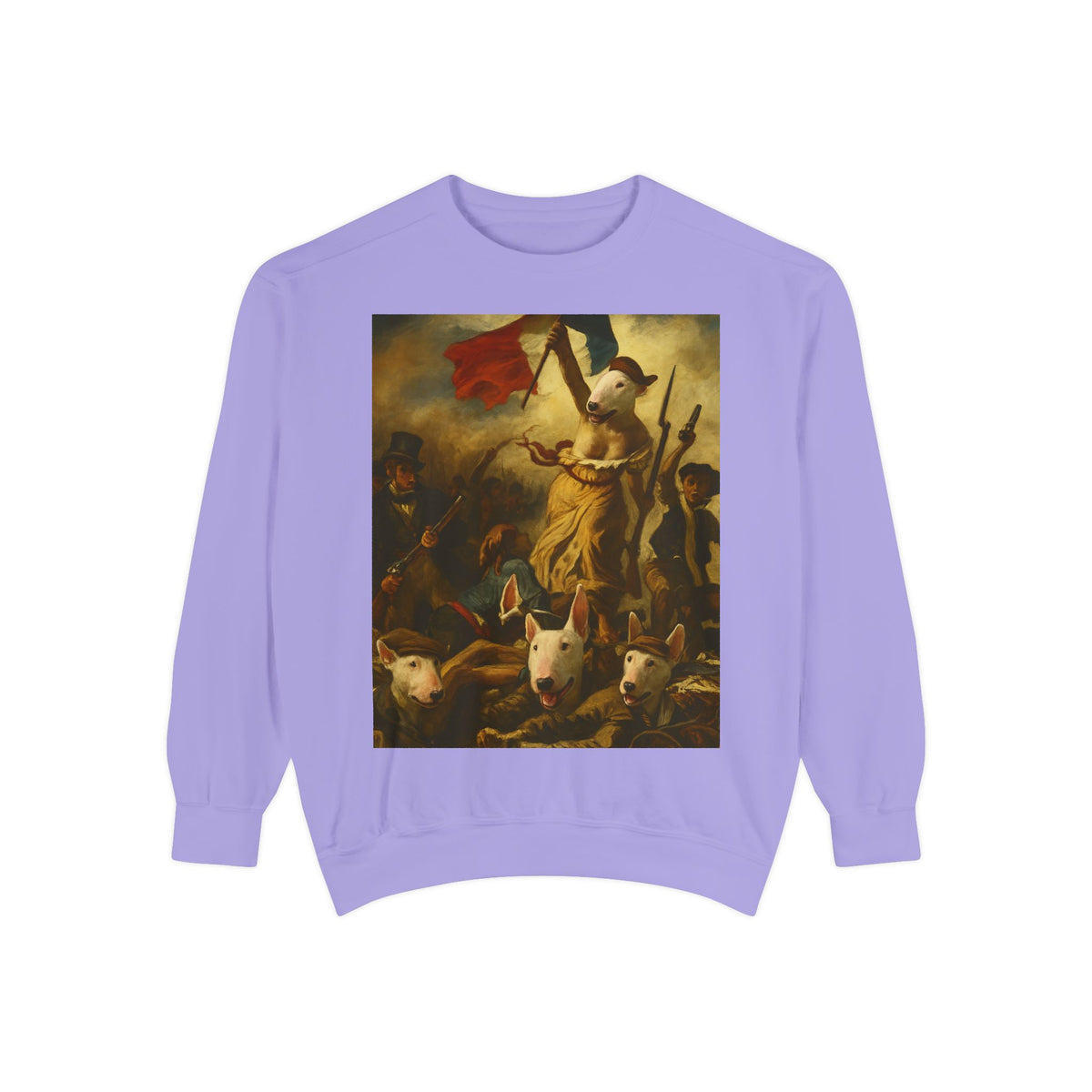 Bull Terrier Liberty Leading the People — after Eugene Delacroix, 1830 | Crewneck