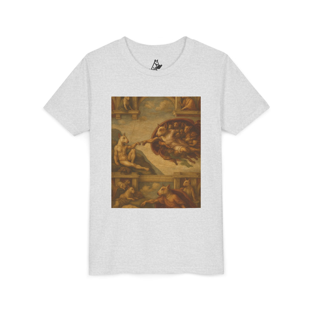 Bull Terrier The Creation of Adam — after Michelangelo, 1512 | Youth Tee