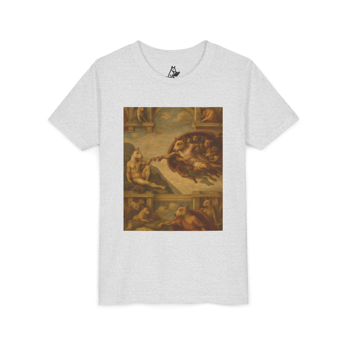 Bull Terrier The Creation of Adam — after Michelangelo, 1512 | Youth Tee