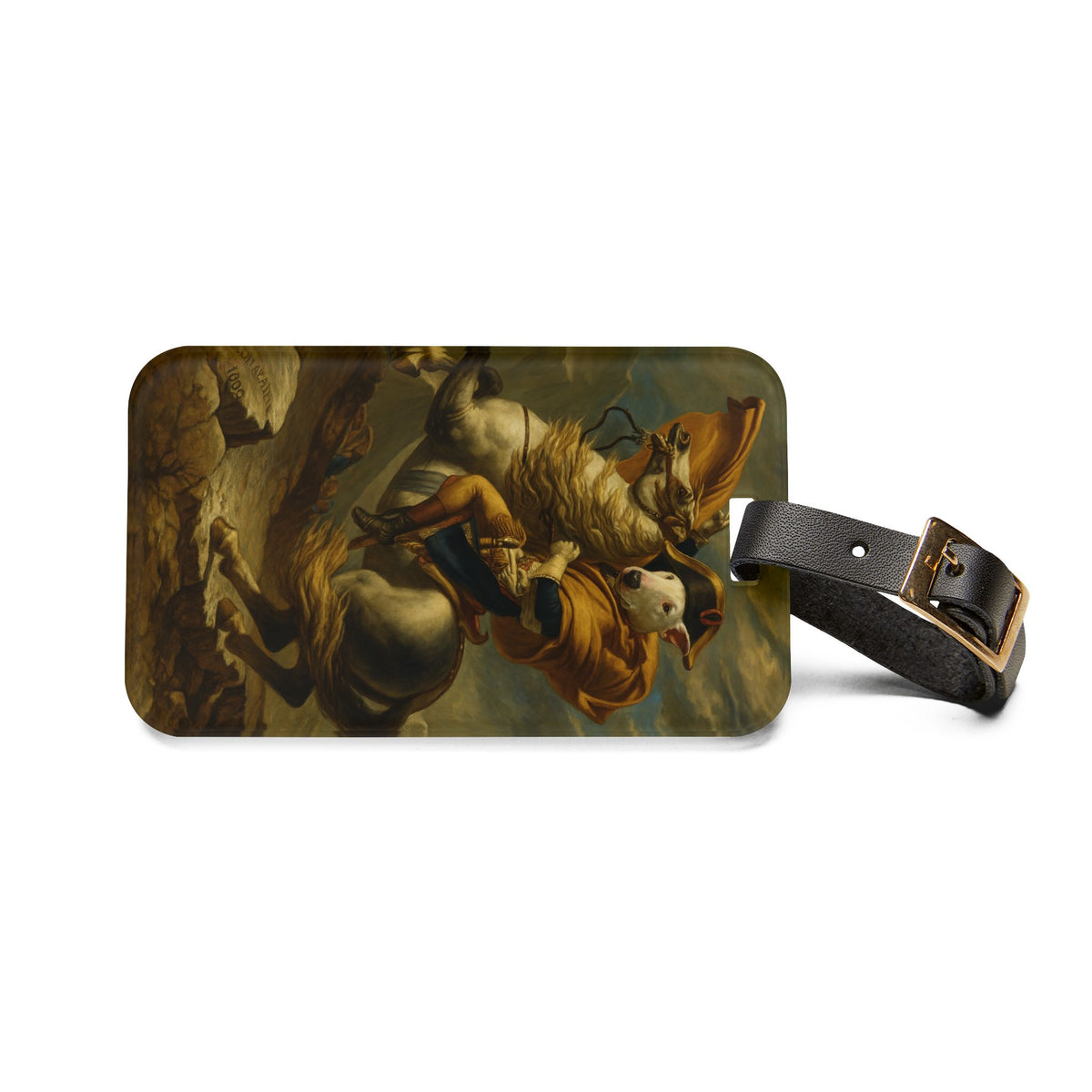 Bull Terrier Napoleon Crossing the Alps — after Jacques-Louis David, 1801 | Luggage Tag