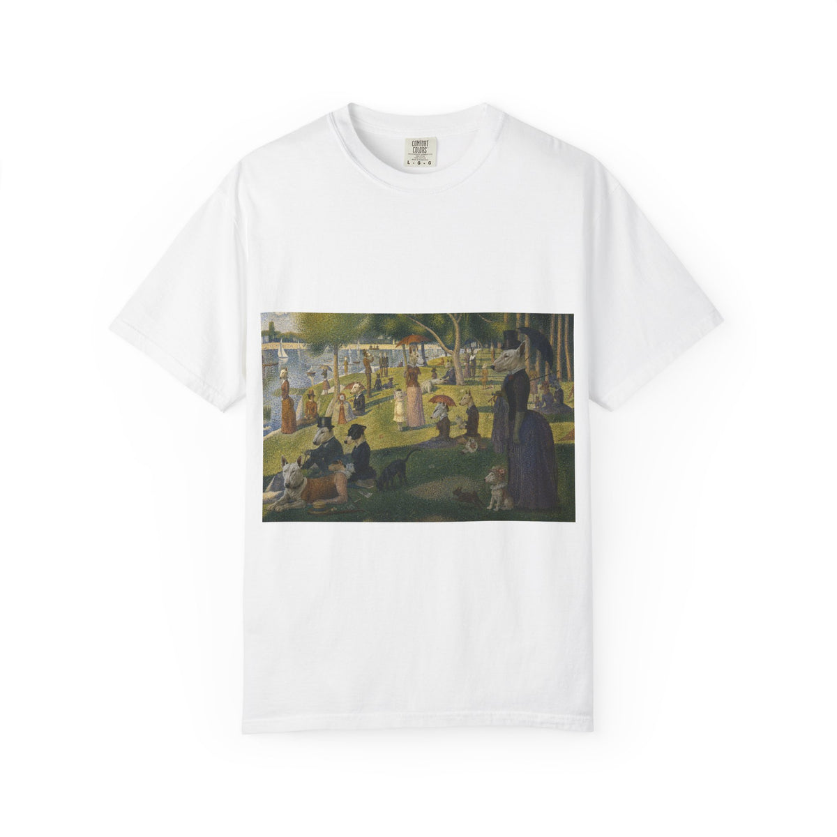 Bull Terrier A Sunday Afternoon on La Grande Jatte — after Georges Seurat, 1886 | Garment-Dyed Tee