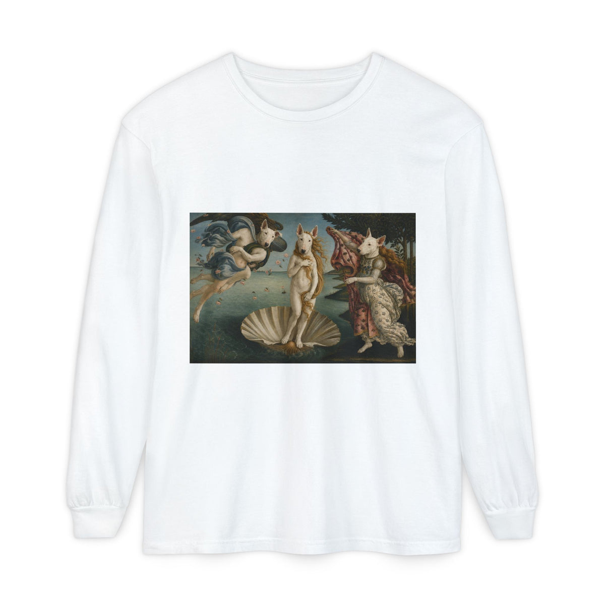 Bull Terrier The Birth of Venus — after Sandro Botticelli, c.1485 | Long Sleeve