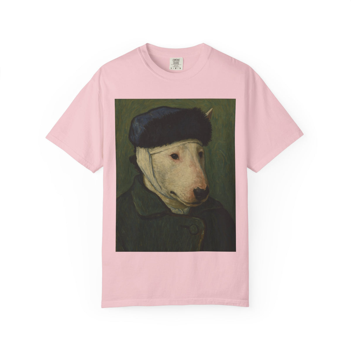 Bull Terrier Self-Portrait with Bandaged Ear — after Vincent van Gogh, 1889 | Garment-Dyed Tee