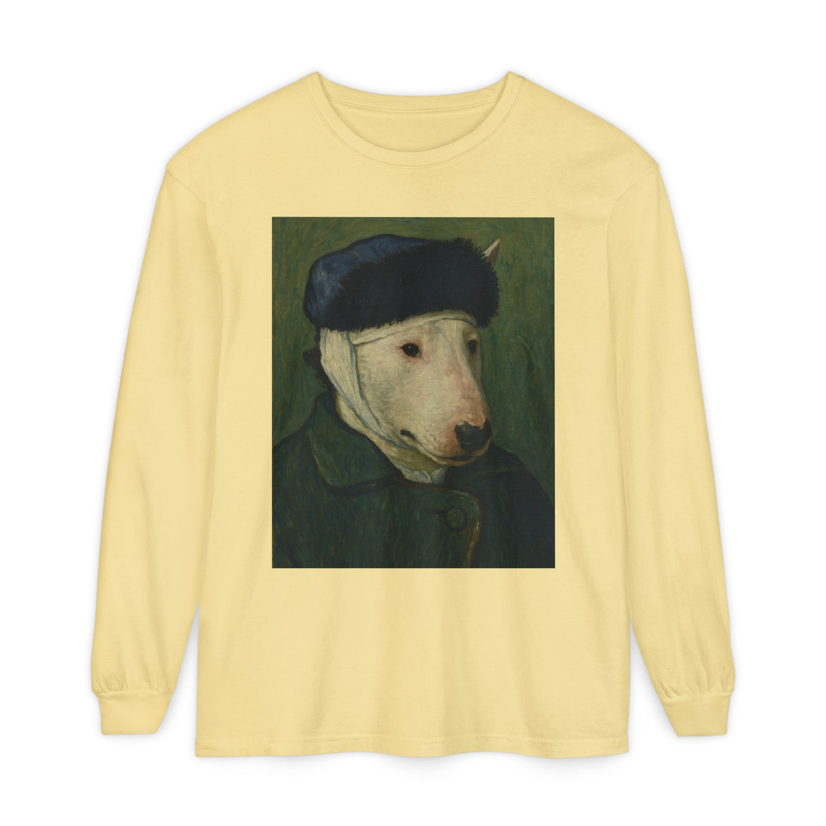 Bull Terrier Self-Portrait with Bandaged Ear — after Vincent van Gogh, 1889 | Long Sleeve