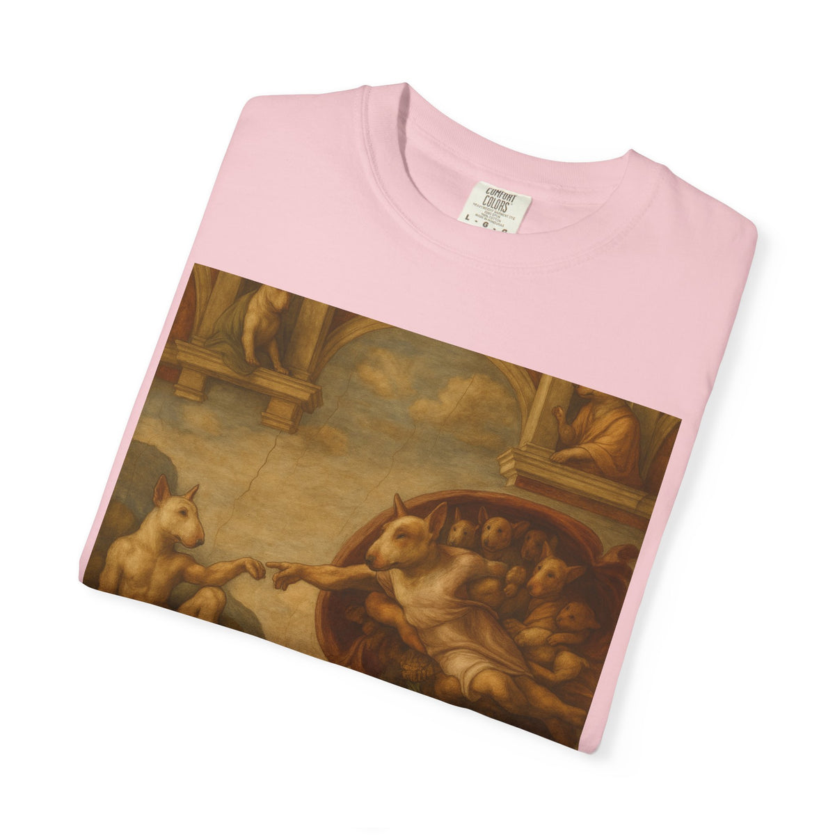 Bull Terrier The Creation of Adam — after Michelangelo, 1512 | Garment-Dyed Tee
