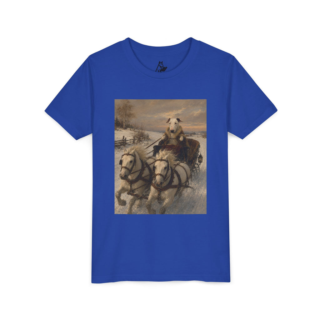 Bull Terrier Sleigh Ride — after Alfred Wierusz-Kowalski, c.1890 | Youth Tee
