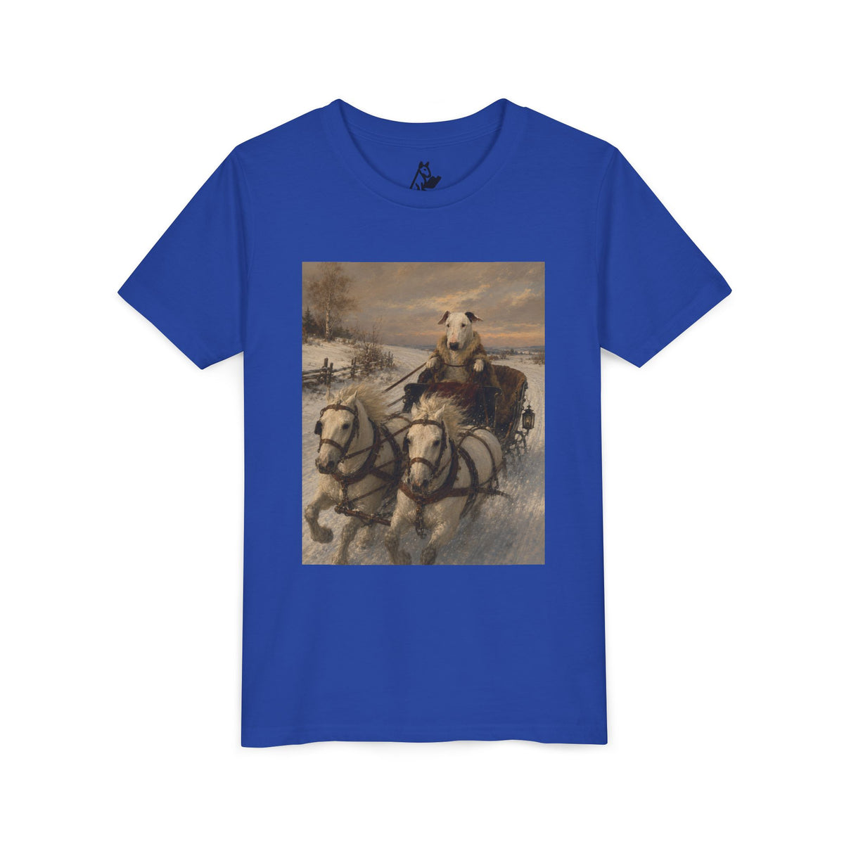 Bull Terrier Sleigh Ride — after Alfred Wierusz-Kowalski, c.1890 | Youth Tee