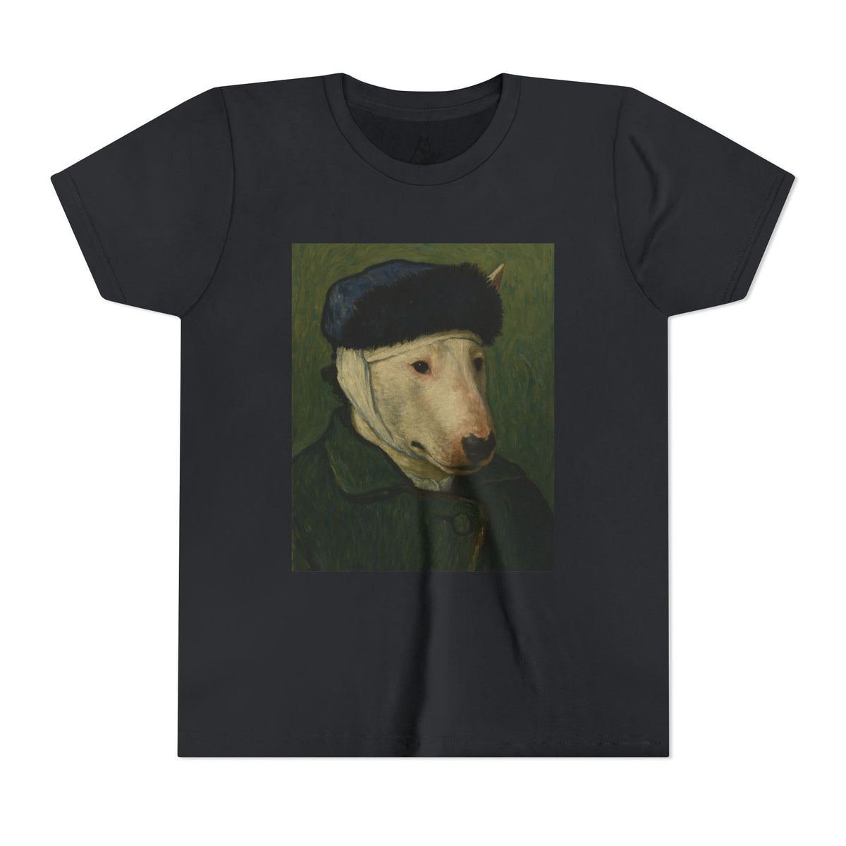 Bull Terrier Self-Portrait with Bandaged Ear — after Vincent van Gogh, 1889 | Youth Tee