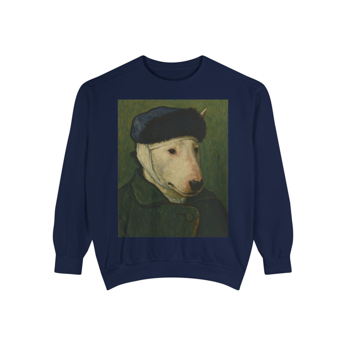 Bull Terrier Self-Portrait with Bandaged Ear — after Vincent van Gogh, 1889 | Crewneck