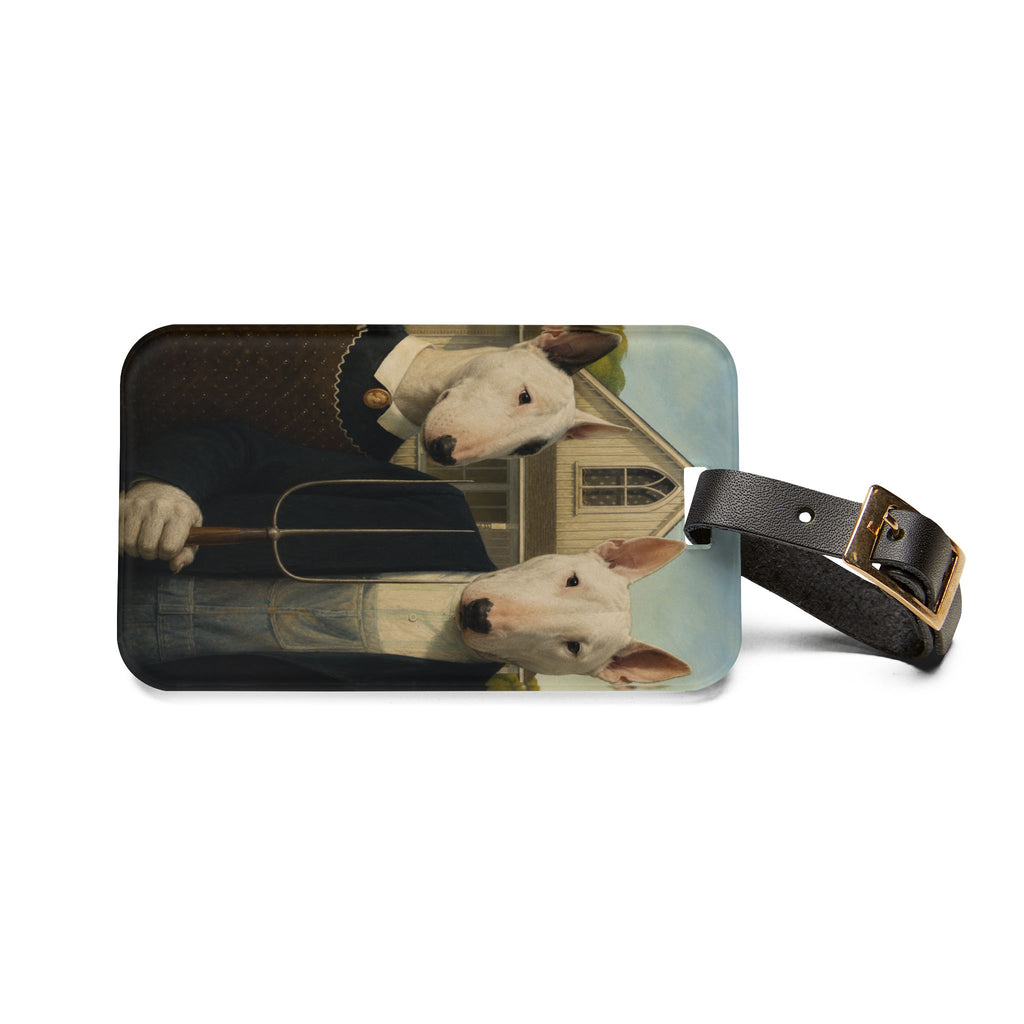 Bull Terrier American Gothic — after Grant Wood, 1930 | Luggage Tag