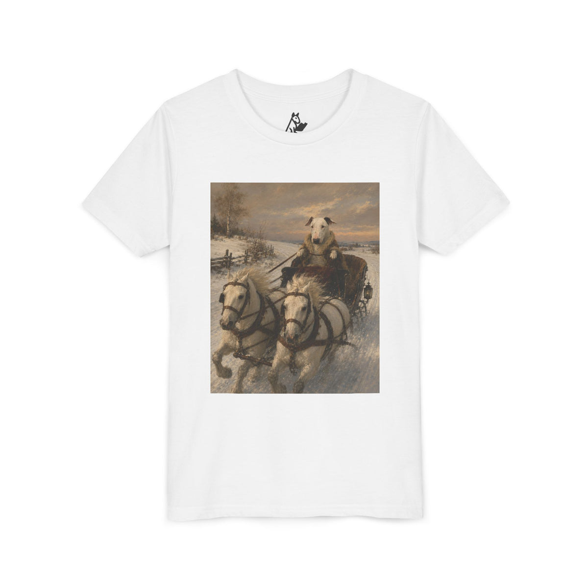 Bull Terrier Sleigh Ride — after Alfred Wierusz-Kowalski, c.1890 | Youth Tee