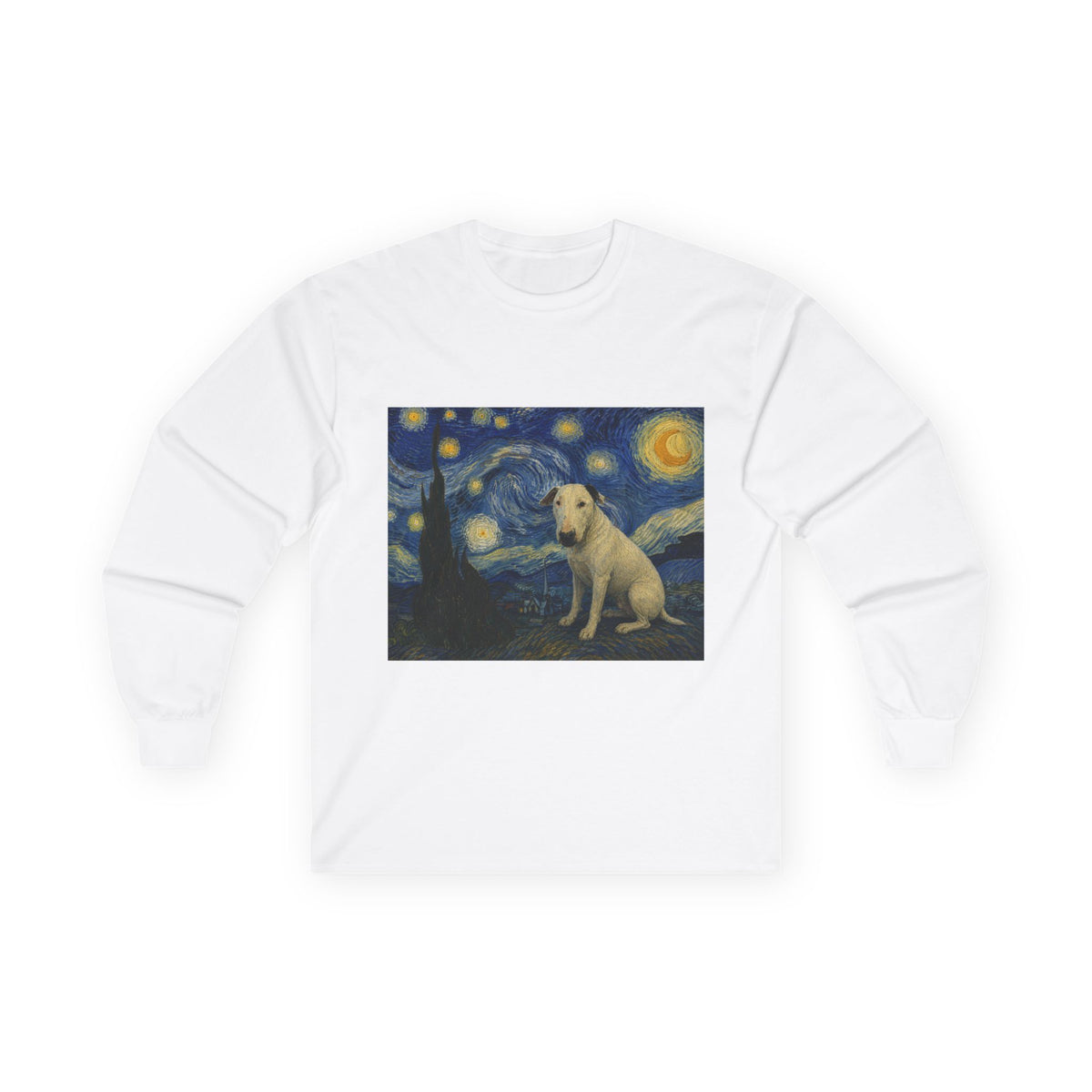 Bull Terrier Starry Night — after Vincent van Gogh, 1889 | Long Sleeve
