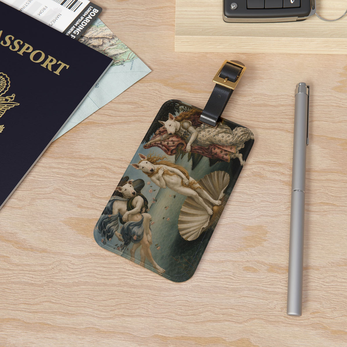 Bull Terrier The Birth of Venus — after Sandro Botticelli, c.1485 | Luggage Tag