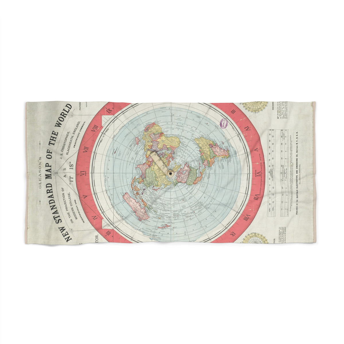 Gleason's New Standard Map of the World, 1892 | Beach Towel