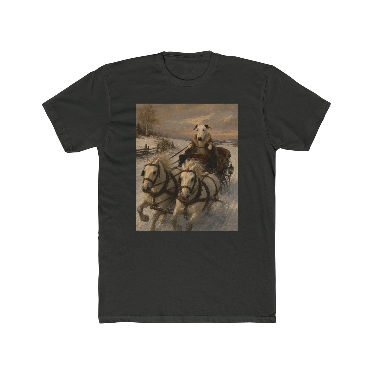 Bull Terrier Sleigh Ride — after Alfred Wierusz-Kowalski, c.1890 | Tee