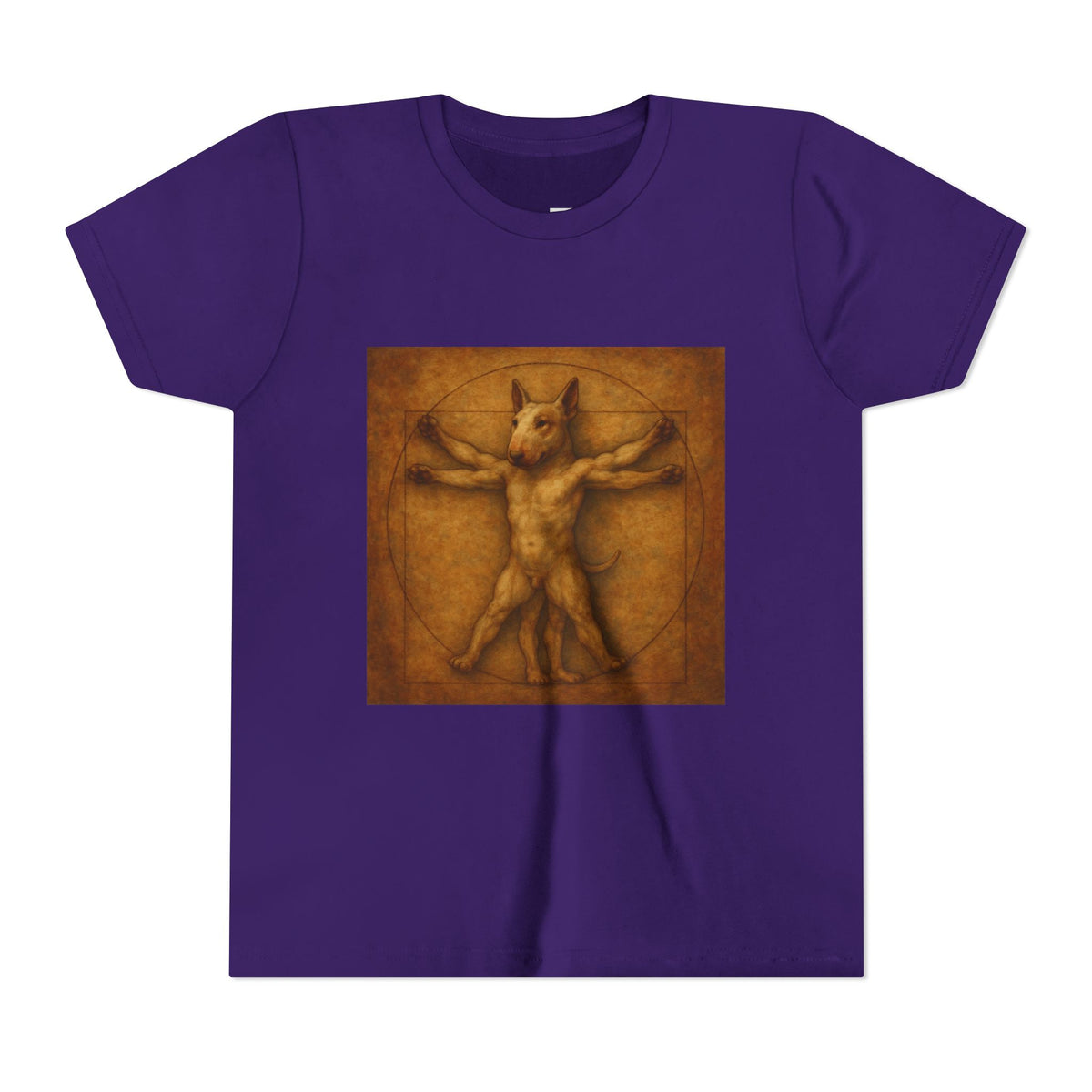 Bull Terrier Vitruvian Man — after Leonardo da Vinci, c.1490 | Youth Tee