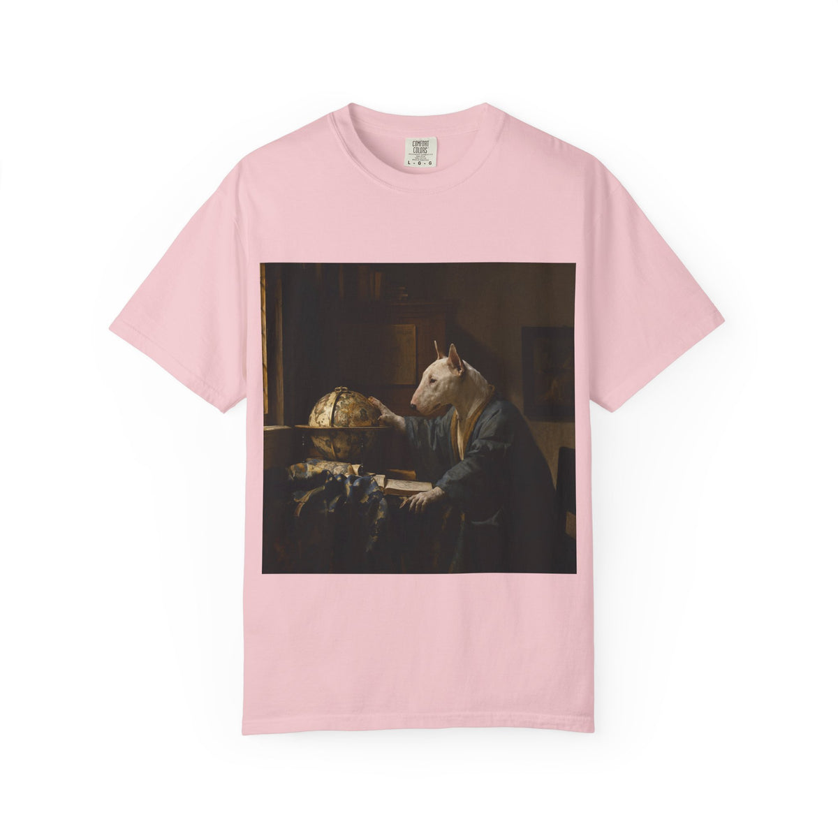 Bull Terrier The Astronomer — after Johannes Vermeer, 1668 | Garment-Dyed Tee