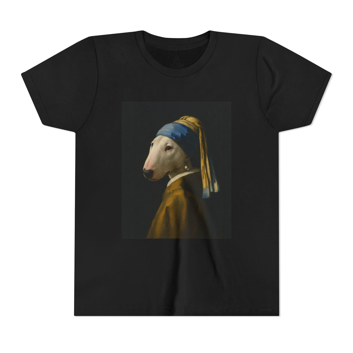 Bull Terrier Girl with a Pearl Earring — after Johannes Vermeer, c.1665 | Youth Tee