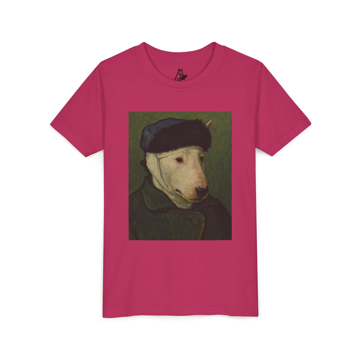 Bull Terrier Self-Portrait with Bandaged Ear — after Vincent van Gogh, 1889 | Youth Tee