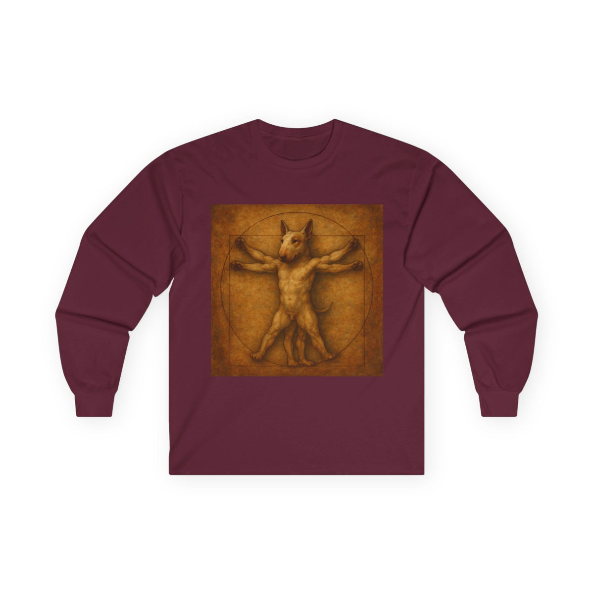 Bull Terrier Vitruvian Man — after Leonardo da Vinci, c.1490 | Long Sleeve