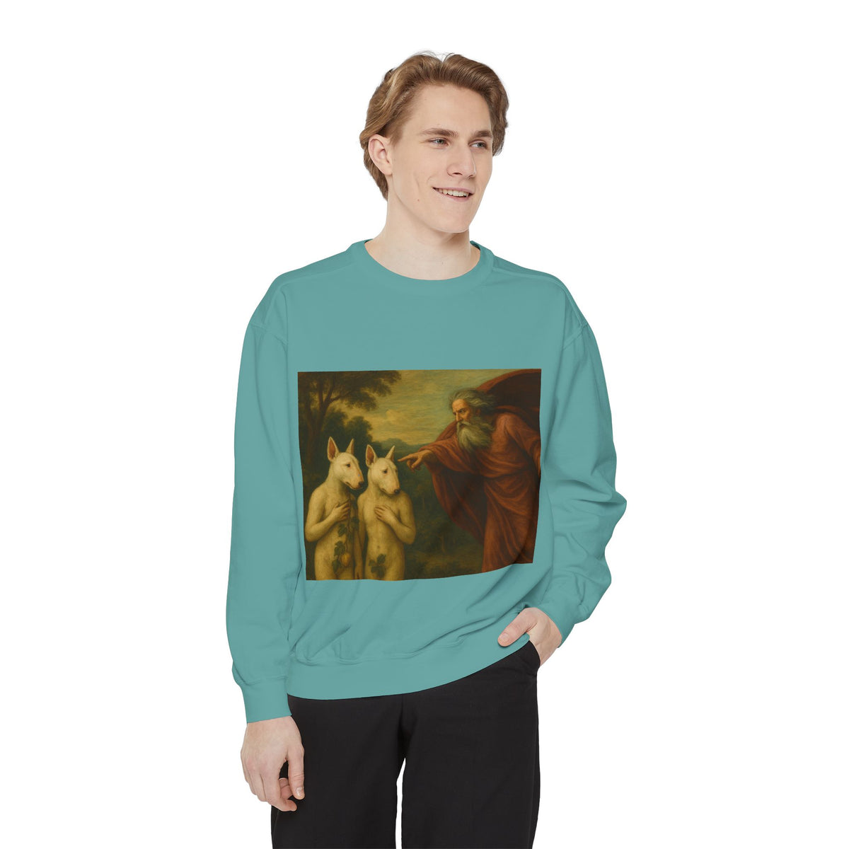 Bull Terrier The Rebuke of Adam and Eve — after Domenichino, 1626 | Crewneck