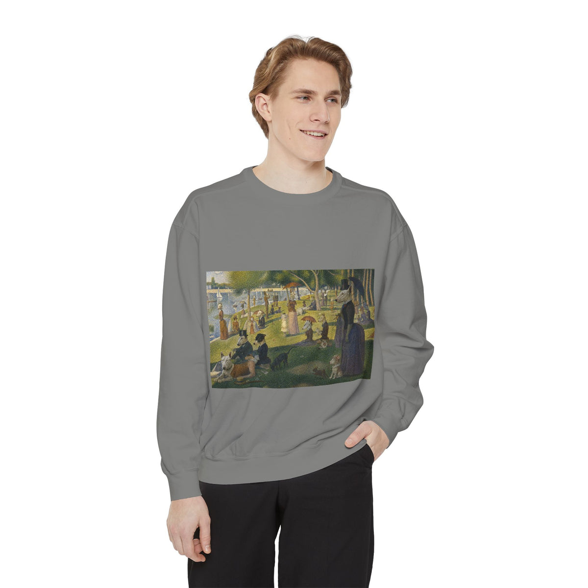 Bull Terrier A Sunday Afternoon on La Grande Jatte — after Georges Seurat, 1886 | Crewneck