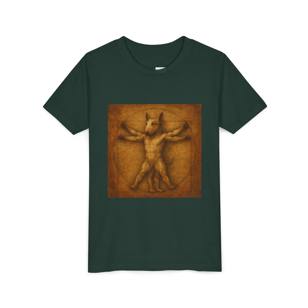Bull Terrier Vitruvian Man — after Leonardo da Vinci, c.1490 | Youth Tee