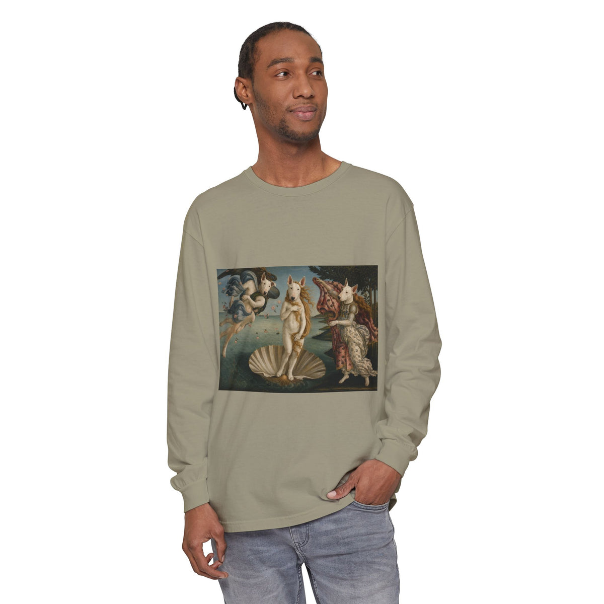 Bull Terrier The Birth of Venus — after Sandro Botticelli, c.1485 | Long Sleeve