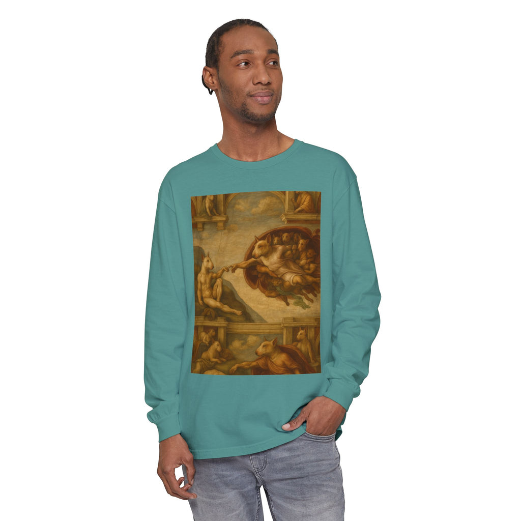 Bull Terrier The Creation of Adam — after Michelangelo, 1512 | Long Sleeve