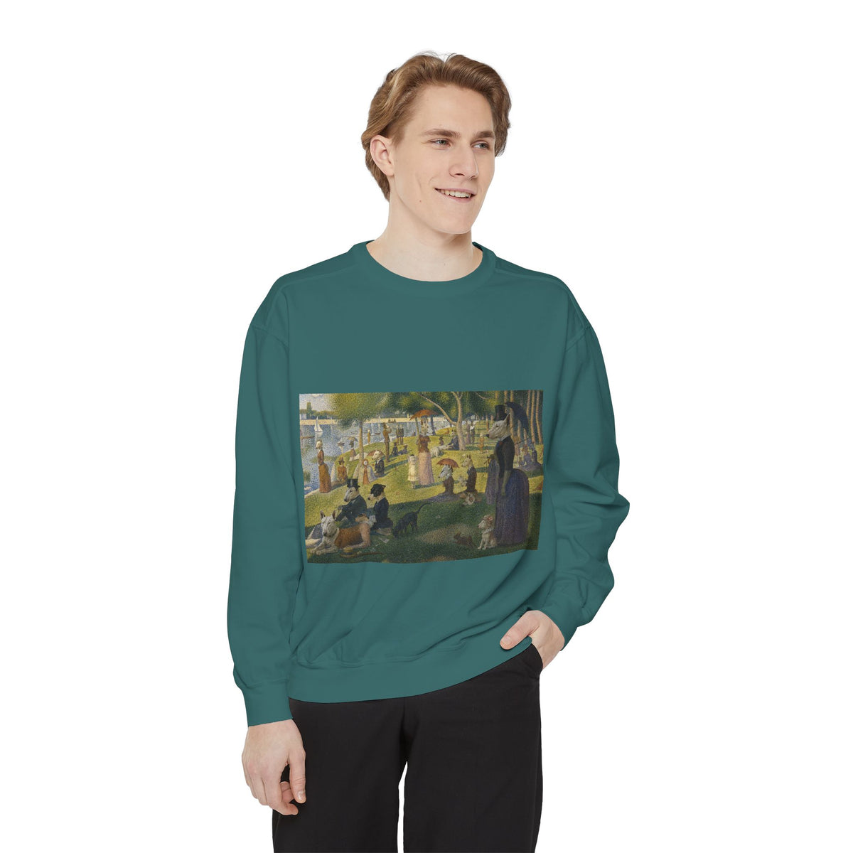 Bull Terrier A Sunday Afternoon on La Grande Jatte — after Georges Seurat, 1886 | Crewneck
