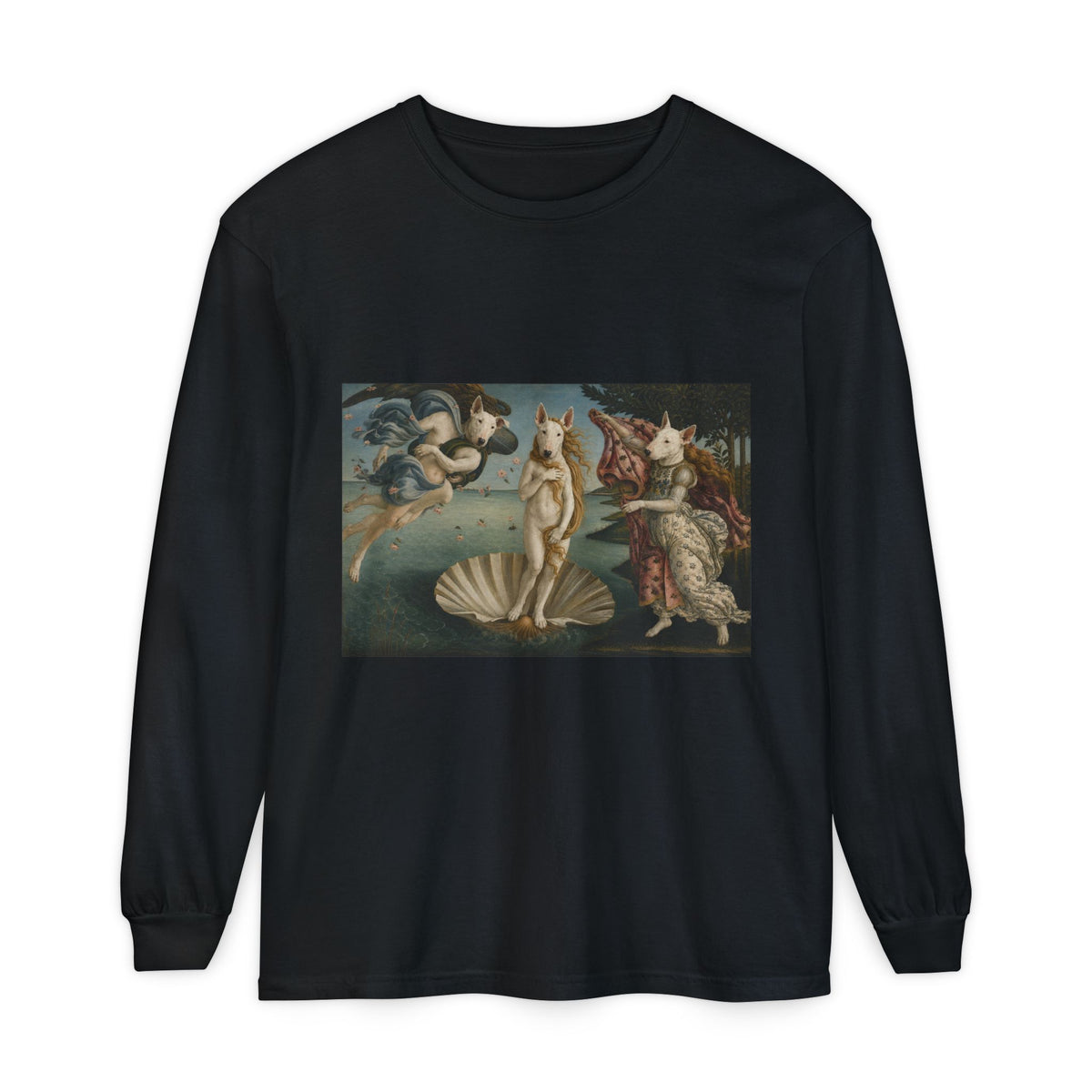 Bull Terrier The Birth of Venus — after Sandro Botticelli, c.1485 | Long Sleeve