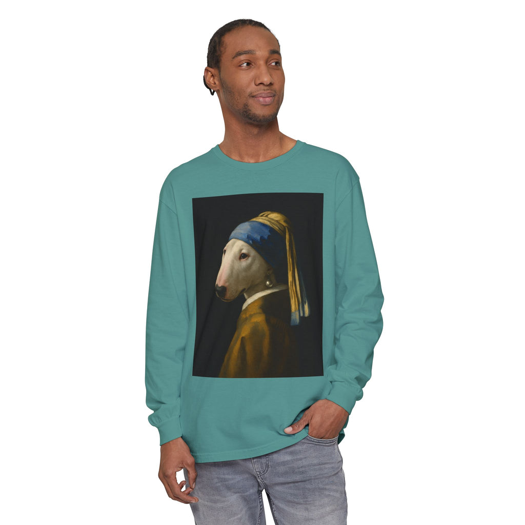 Bull Terrier Girl with a Pearl Earring — after Johannes Vermeer, c.1665 | Long Sleeve