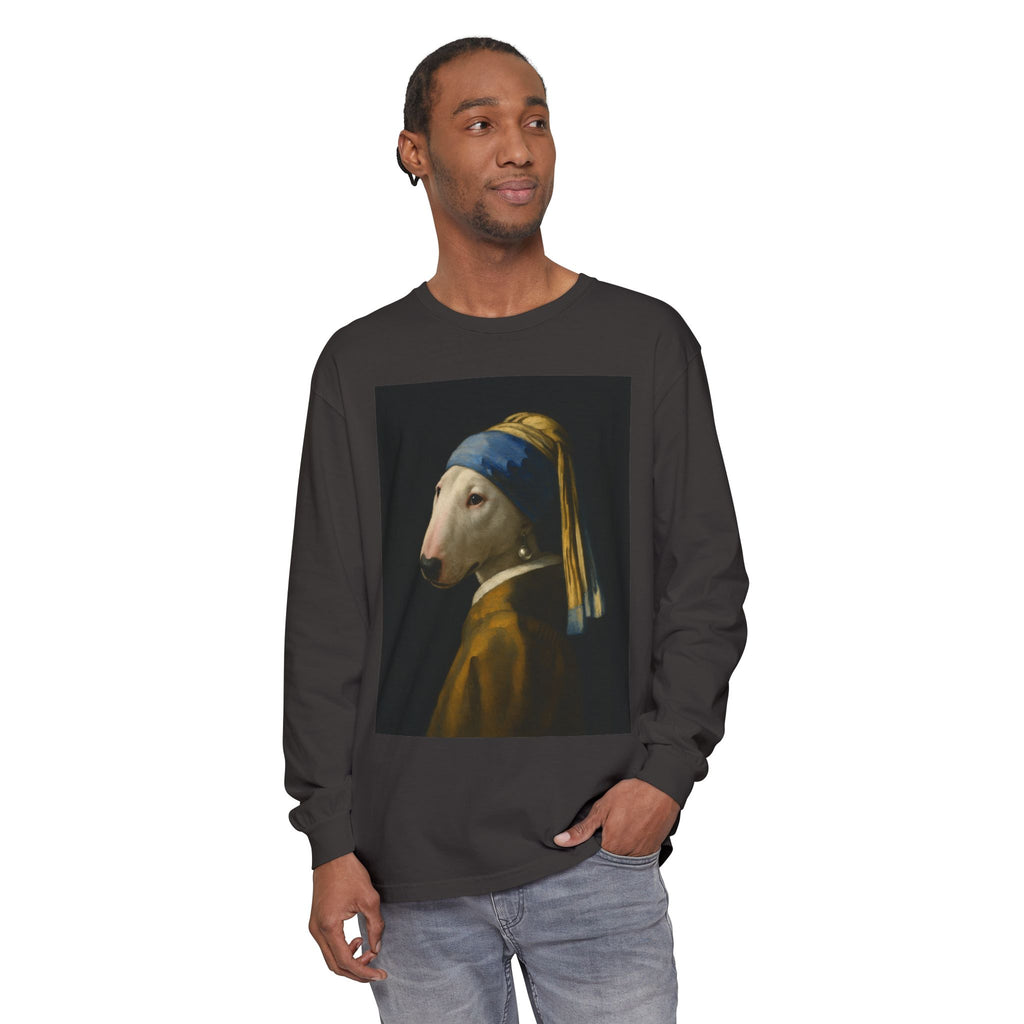 Bull Terrier Girl with a Pearl Earring — after Johannes Vermeer, c.1665 | Long Sleeve