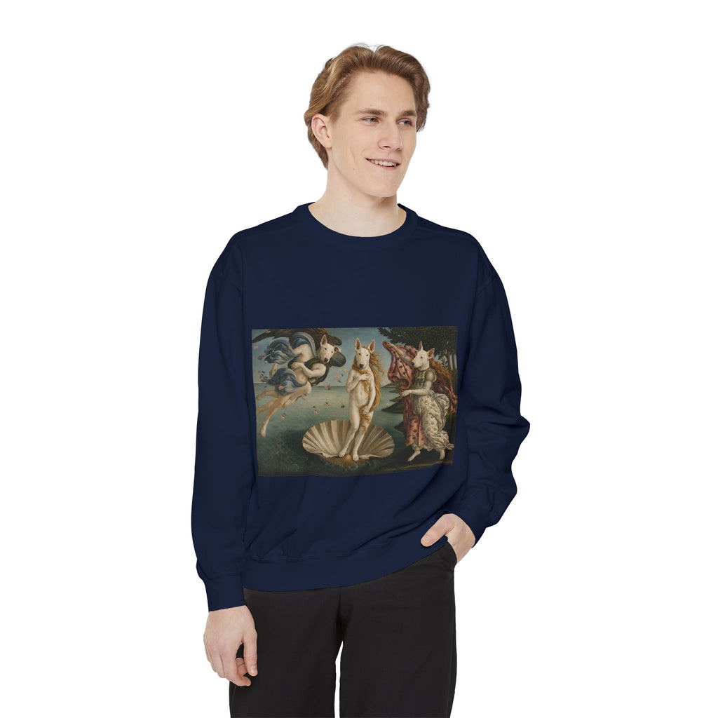 Bull Terrier The Birth of Venus — after Sandro Botticelli, c.1485 | Crewneck