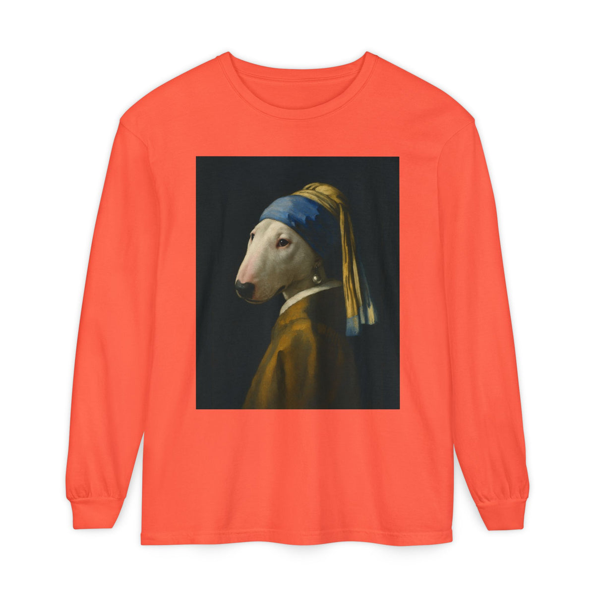Bull Terrier Girl with a Pearl Earring — after Johannes Vermeer, c.1665 | Long Sleeve