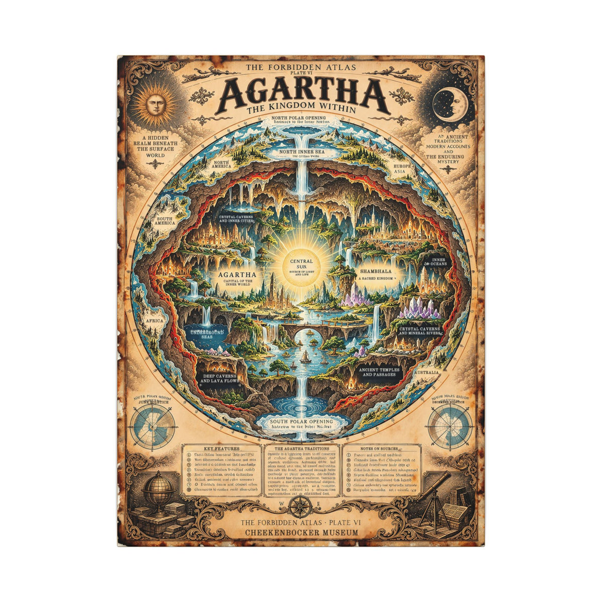 Agartha, The Forbidden Atlas Plate VI | Canvas