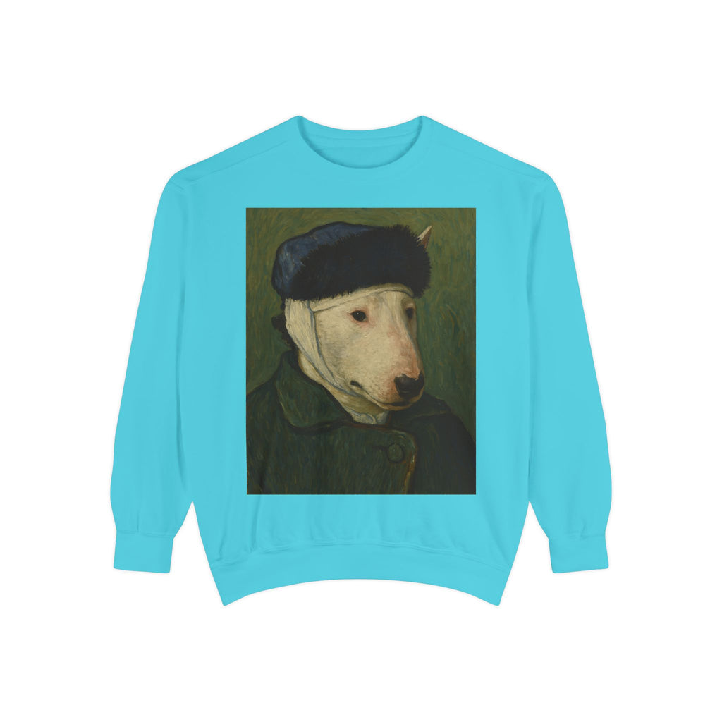 Bull Terrier Self-Portrait with Bandaged Ear — after Vincent van Gogh, 1889 | Crewneck