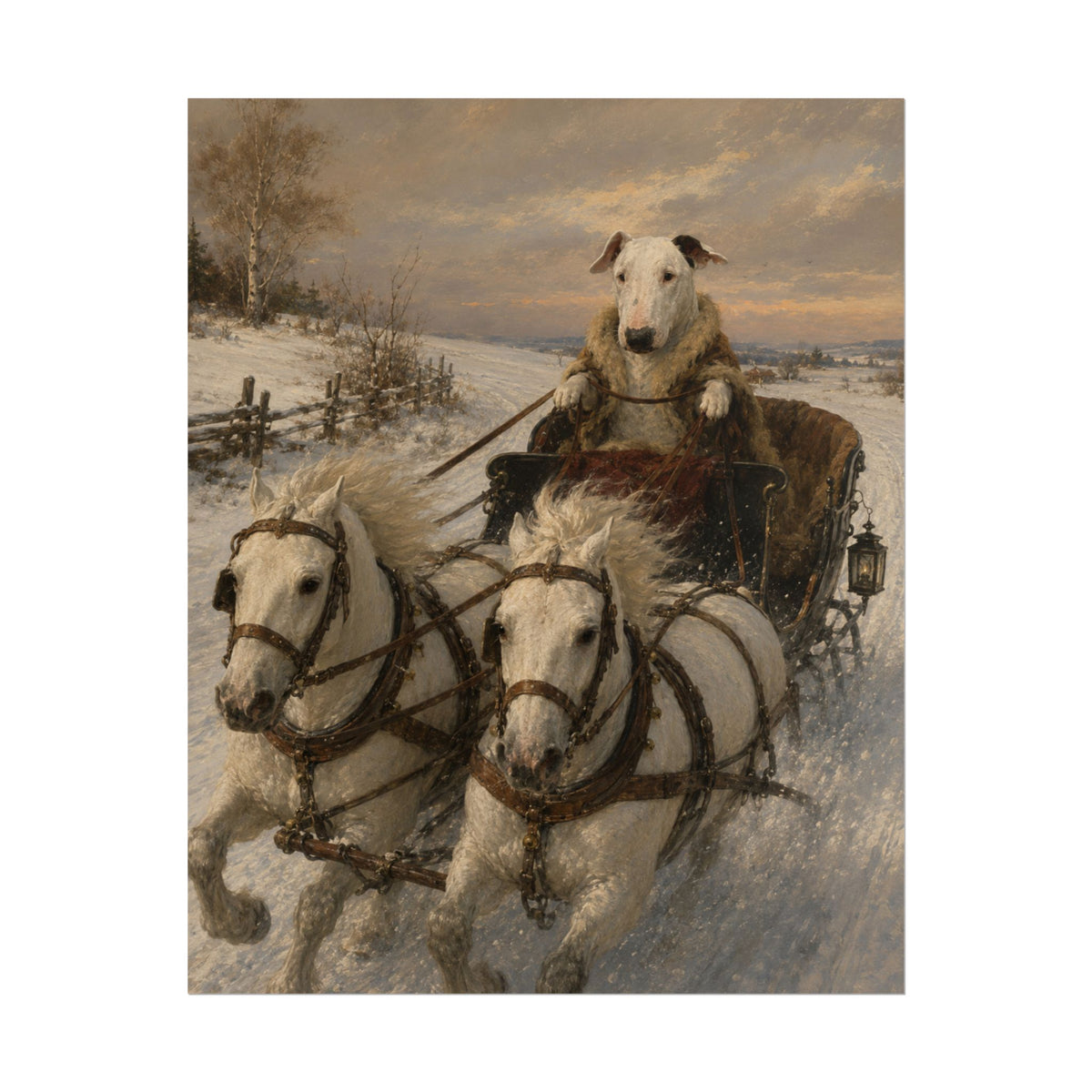 Bull Terrier Sleigh Ride — after Alfred Wierusz-Kowalski, c.1890 | Print