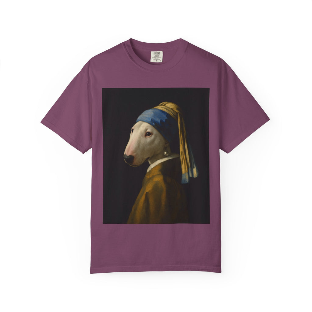 Bull Terrier Girl with a Pearl Earring — after Johannes Vermeer, c.1665 | Garment-Dyed Tee