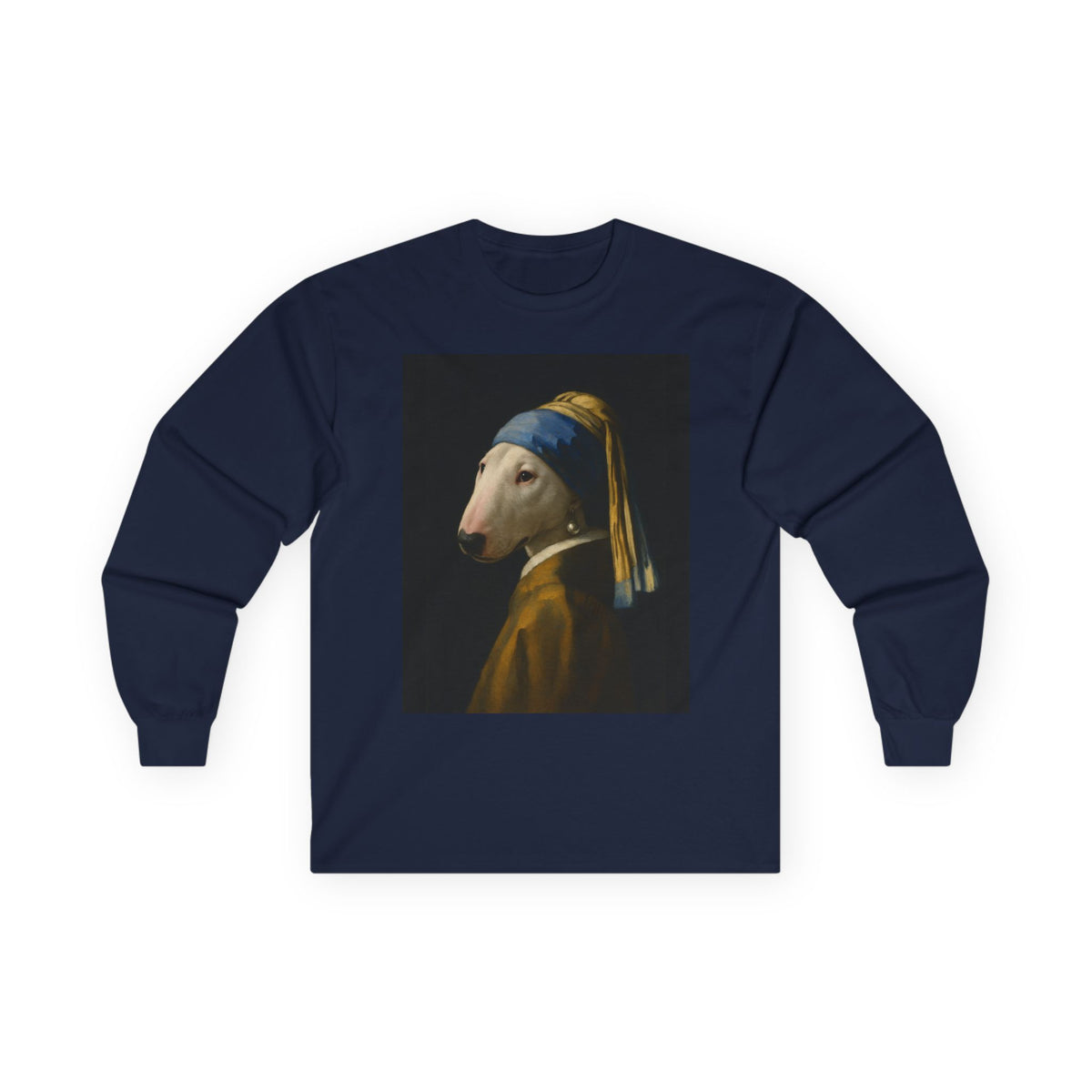 Bull Terrier Girl With A Pearl Earring — after Johannes Vermeer, c.1665 | Long Sleeve