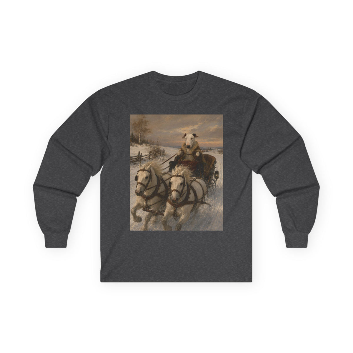 Bull Terrier Sleigh Ride — after Alfred Wierusz-Kowalski, c.1890 | Long Sleeve