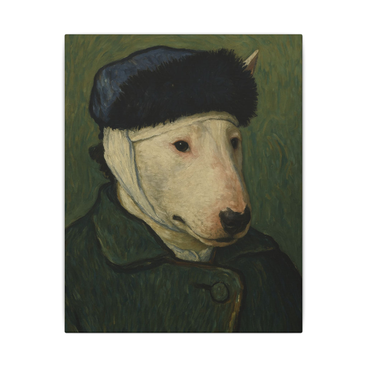 Bull Terrier Self-Portrait with Bandaged Ear — after Vincent van Gogh, 1889 | Canvas