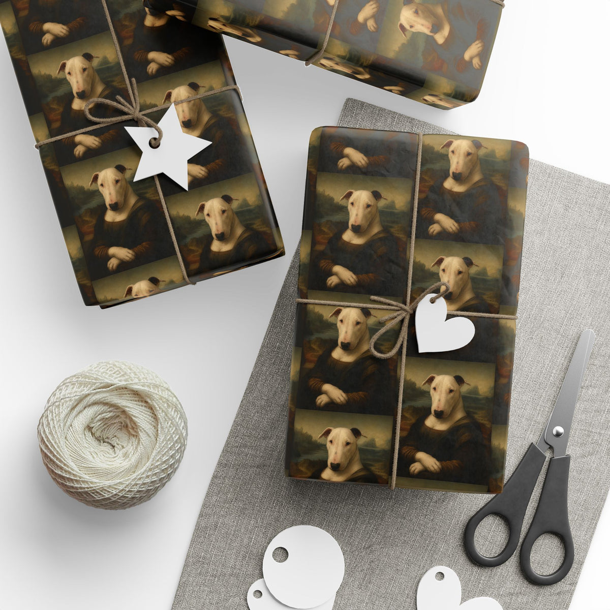 Bull Terrier Mona Lisa — after Leonardo da Vinci, c.1503 | Wrapping Paper