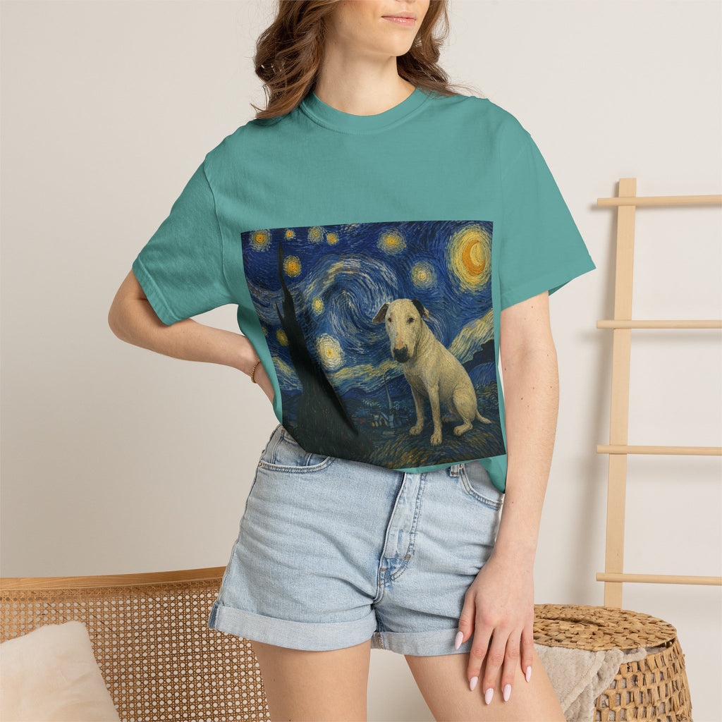 Bull Terrier The Starry Night — after Vincent van Gogh, 1889 | Garment-Dyed Tee