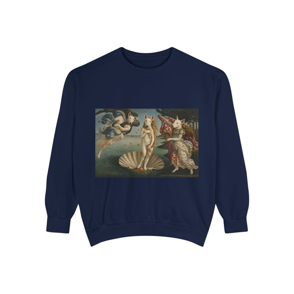 Bull Terrier The Birth of Venus — after Sandro Botticelli, c.1485 | Crewneck